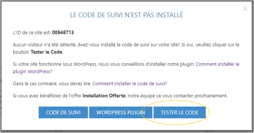 Tester installation du code de suivi