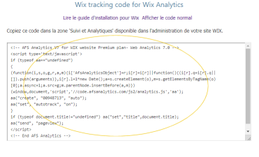 Copie du code de suivi pour les sites Wix